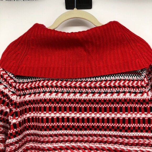 Lane Bryant Red White Stripe Classic Jacquard Cowl Neck Sweater size 10/12 - Picture 12 of 16